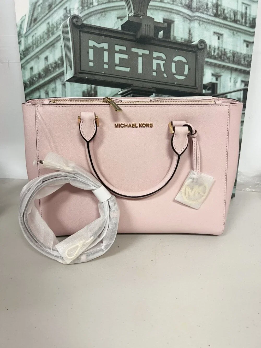 Michael Kors Kellen MD Satchel 35H7GSOT2L Blossom Pink Saffiano Leather
